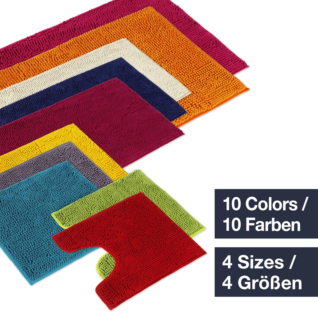 WohnDirect Badematten Set 2 teilig Creme • WC Vorleger (45x45cm), Badematte (50x80cm) • rutschfest w
