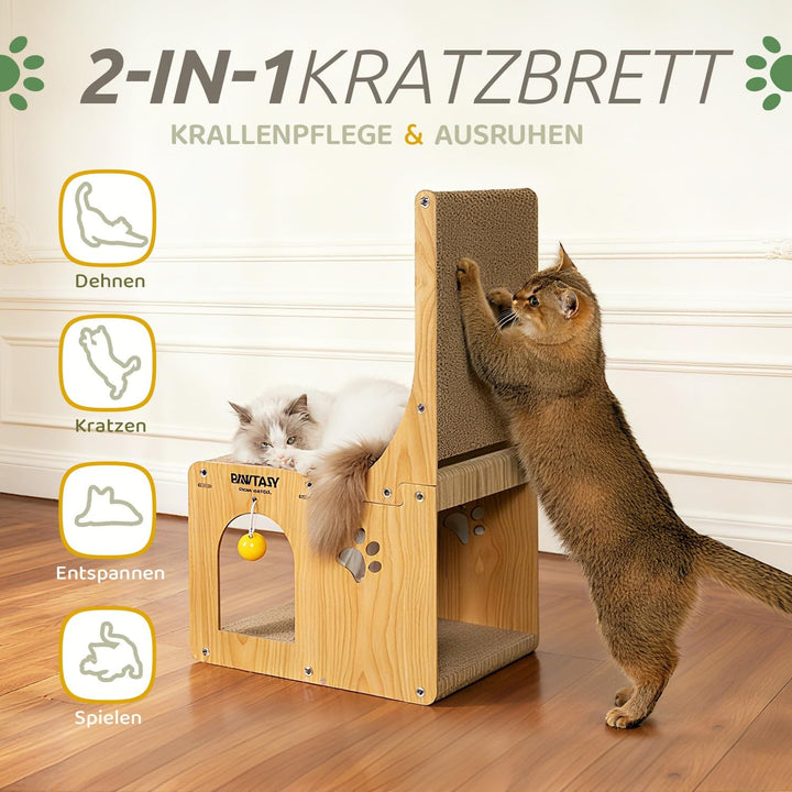 Kratzbrett Katzen Kratzpappe 2 in 1 Katzenkratzbrett für Wand und Ecke Kratz Katzen mit Ballspielzeu