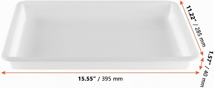 SINJEUN 12 Stück Kunsttabletts Weiss aus Kunststoff, 39,5 x 28,5 x 4 cm Materialschalen Stapelbar Ak