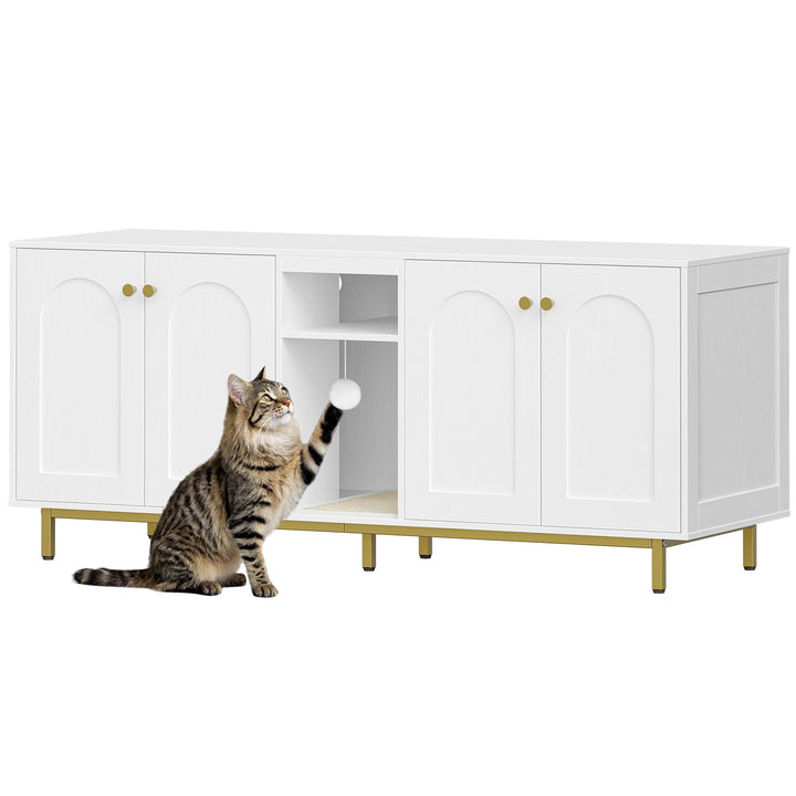 Hzuaneri Katzenschrank für 2 Katzen, Katzenklo Schrank, Katzenhaus Versteckt mit Doppelräumen, Mit S