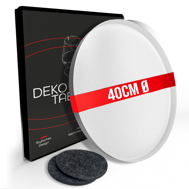 DREIBERG® Deko Tablett | Ø 40 cm | Dekotablett weiss | Dekoteller | Dekotablett rund weiss | inkl. 2