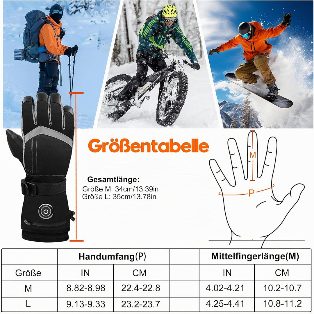 Beheizte Handschuhe für Männer und Frauen, 6000 mAh Akku, wiederaufladbare Handwärmer-Handschuhe mit