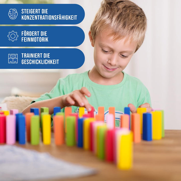 Calmado - Domino Spiel 450 teilig Dominosteine aus Holz, Spielzeug ab 3 Jahre - Bausätze für Kinder