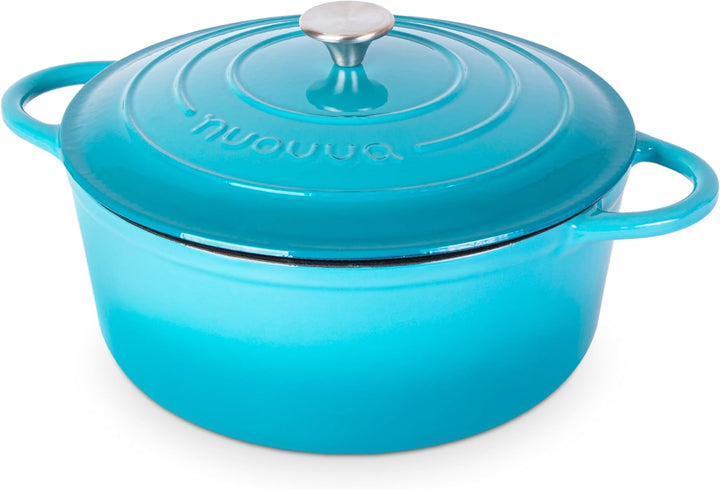 Gusseisen Dutch Oven mit Deckel – Emaille-Schmortopf mit Antihaft, Ofenfest – Blau, 6.9 Liter, 30 cm