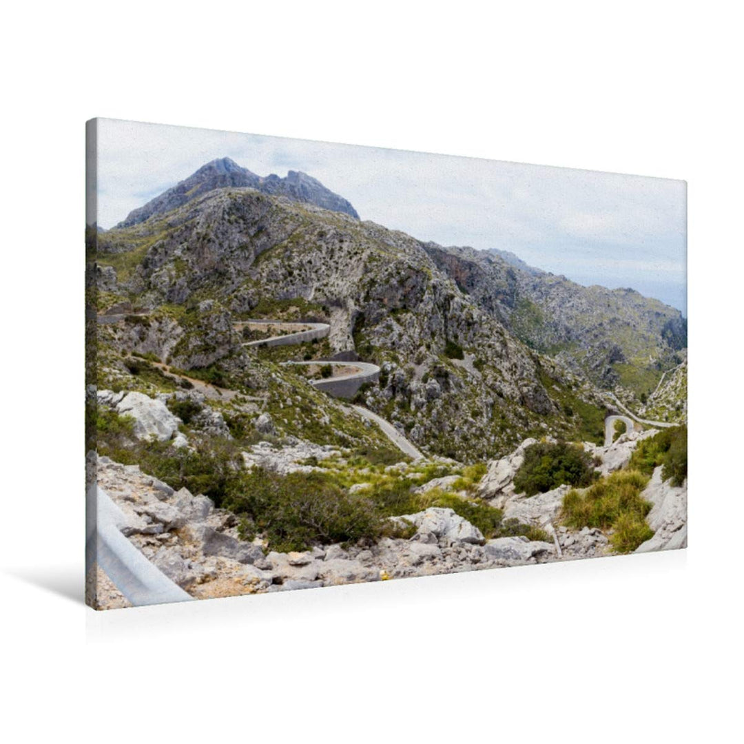 Leinwand · Premium Textil-Leinwand 90 cm x 60 cm quer Blick auf Sa Calobra 60L x 90B cm, 60L x 90B c
