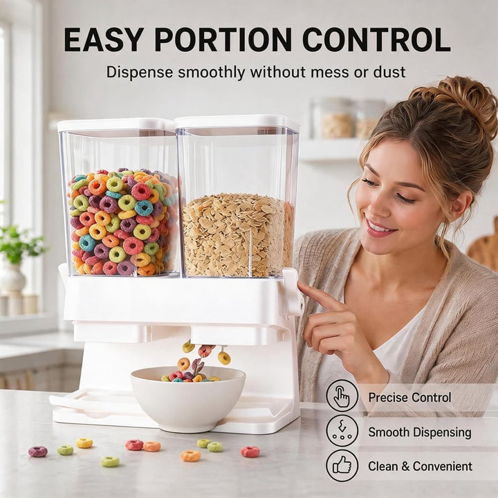 CEWEOM Cereal Dispenser, Pack of 2, Double 3L Airtight Cereal Storage Box for Organising the Kitchen