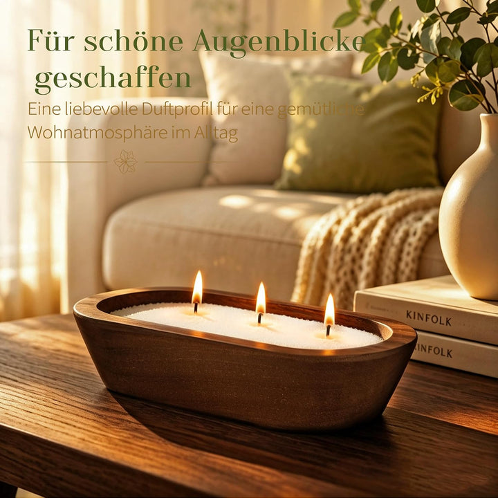 Kerzensand mit Docht DIY Set, 500g Kerzensand mit Duftöl &amp; Holzschale