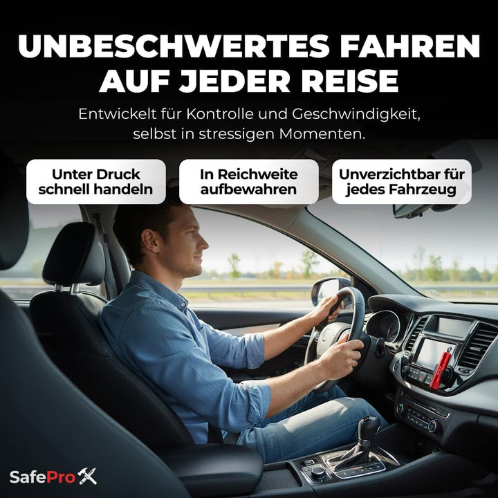 Notfallhammer Auto mit Gurtschneider - Lebensrettender Kompakt Federkörner Glasbrecher - Sicherheit