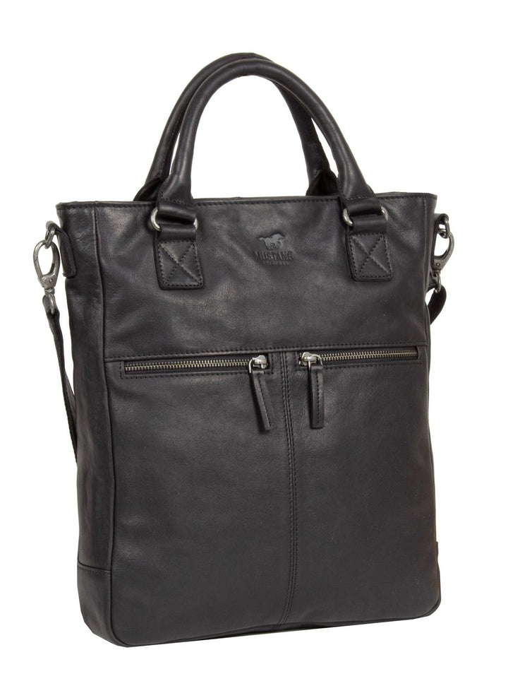 Mustang Memphis Leder Umhängetasche Shopper Schwarz