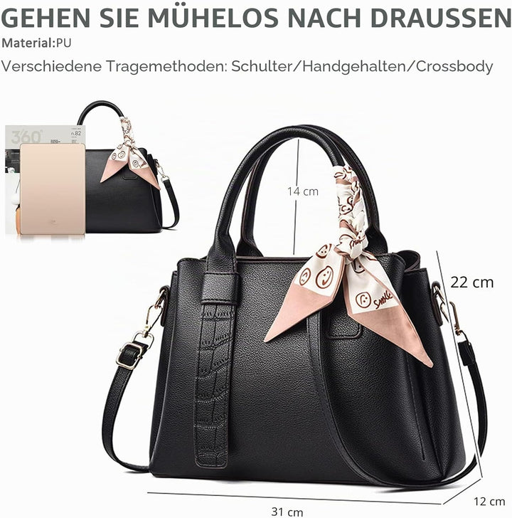 NICOLE &amp; DORIS Damen Handtasche Modern Schultertaschen PU Leder Henkeltasche Elegante Frauen Umhänge