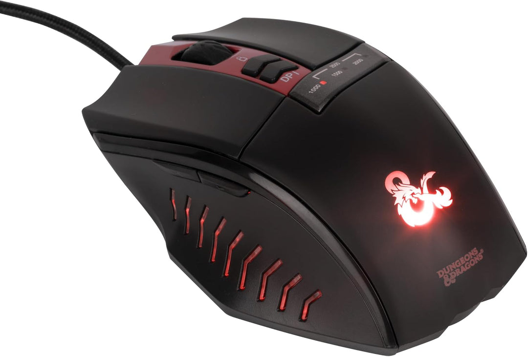Konix Dungeons &amp; Dragons Gaming-Maus für PC - 6 Tasten - 1,8 m Kabel - USB-Anschluss - Schwarz und R