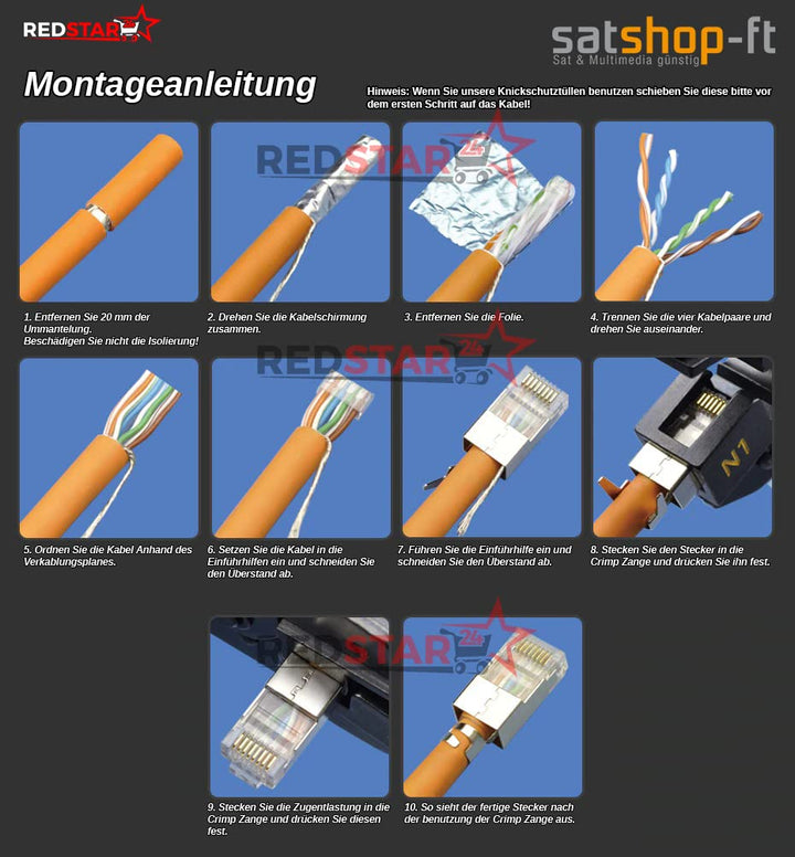 30m CAT 7 Kabel Verlegekabel Netzwerkkabel Crimpzange RJ45 Zange / Kabeltester / Kabelmesser / 20x N