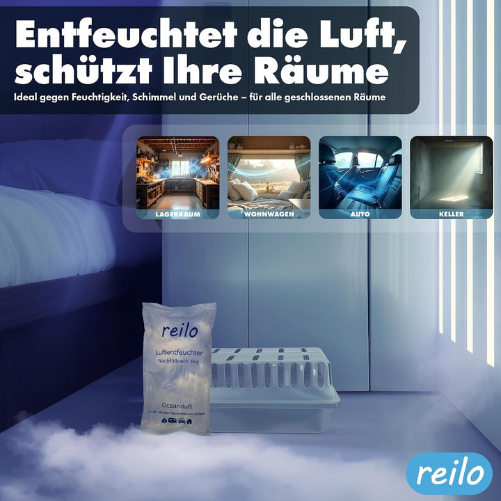30x 1kg Oceanduft Luftentfeuchter Granulat, Raumluftentfeuchter im Vliesbeutel, Nachfüllpacks für gä