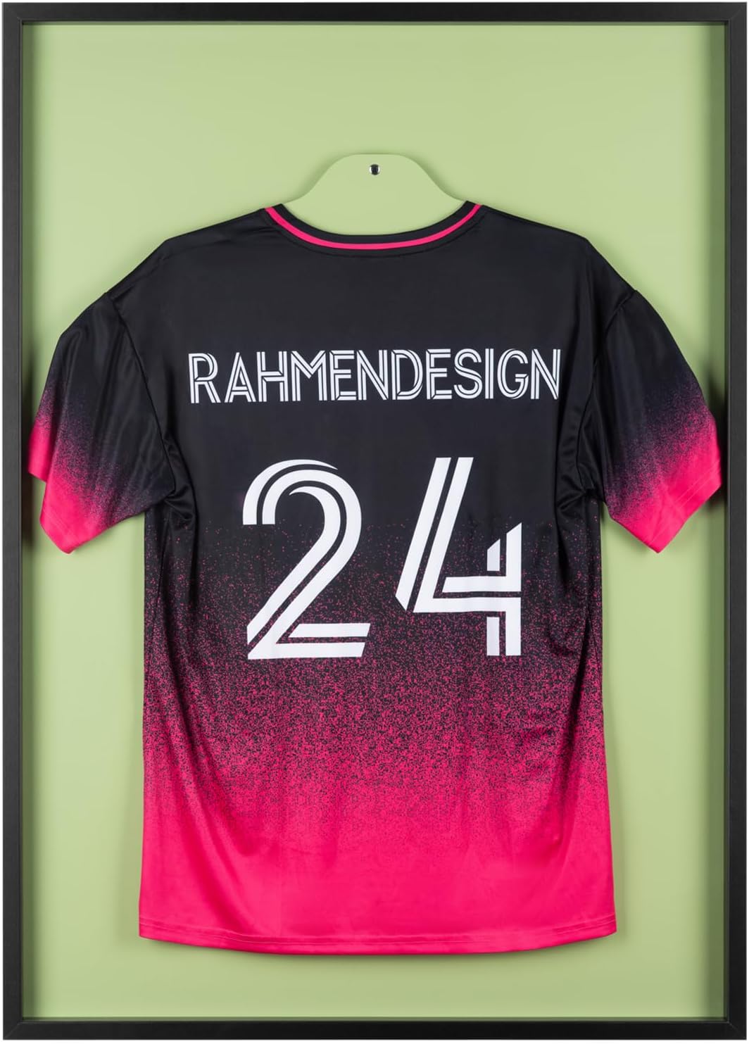 Trikotrahmen Schwarz 80x100 mit Passepartout Olivgrün – 3D Objektrahmen für Fussballtrikots – Jersey