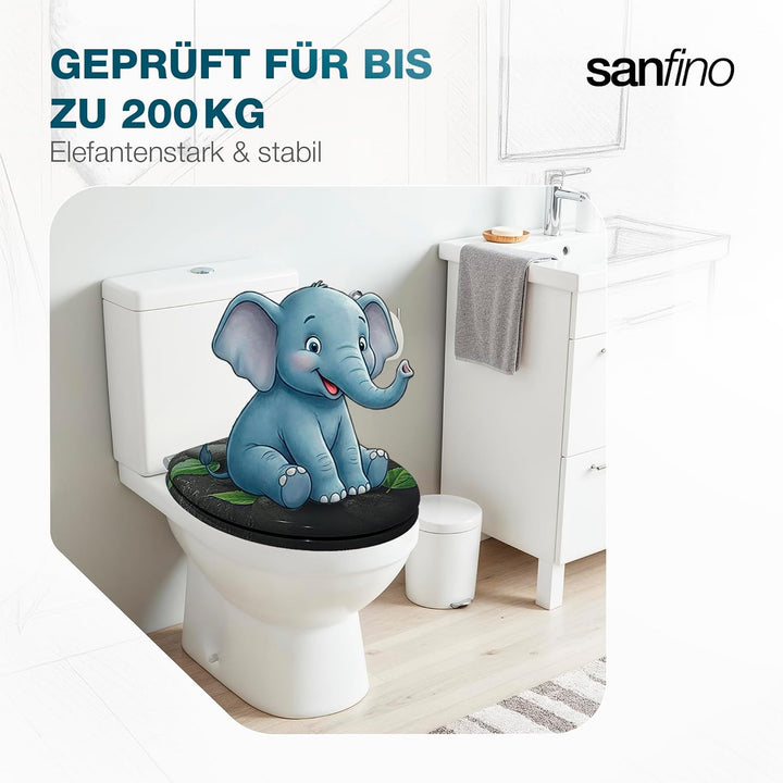 SANFINO® Premium WC Sitz mit Absenkautomatik – hochwertige Toilettendeckel aus Holz, viele bunte Mot