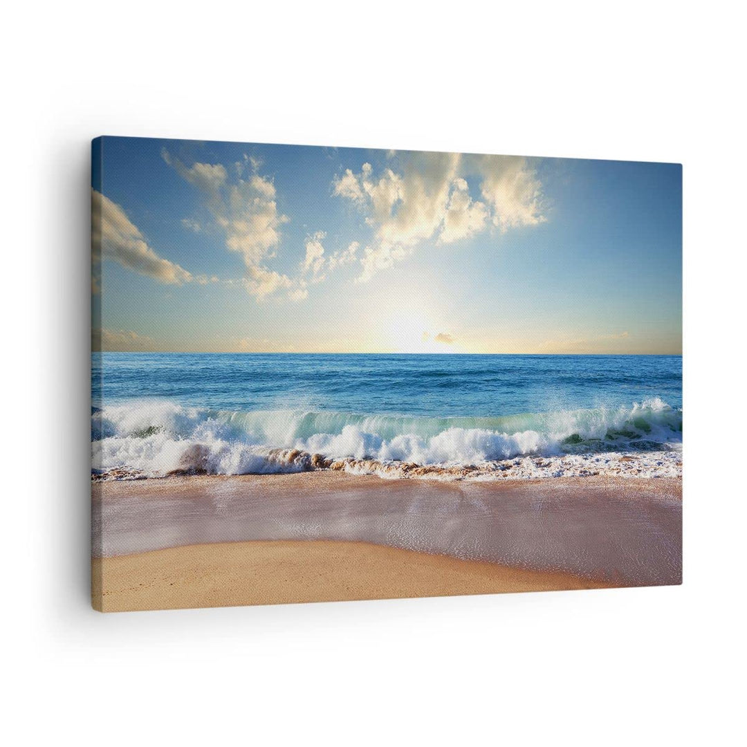 Bilder auf Leinwand Meer Ufer Wasser Leinwandbild mit Rahmen 70x50cm Wandbilder Dekoration Wohnzimme