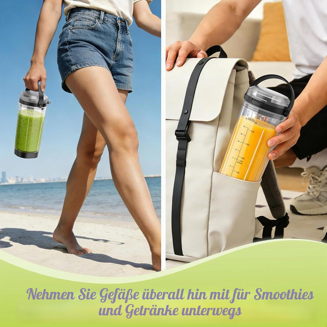 Ersatz Mixbehälter (530 ml) für Ninja Blast Tragbarer Mixer, Austauschdeckel mit Tragegriff, Messera