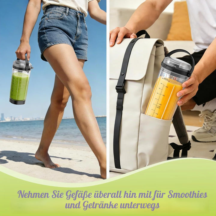 Ersatz Mixbehälter (530 ml) für Ninja Blast Tragbarer Mixer, Austauschdeckel mit Tragegriff, Messera