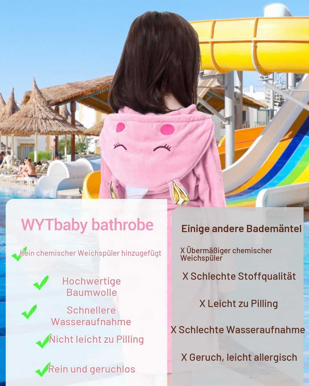 WYTbaby Bademantel Kinder Teenager Mädchen Jungen 100% Baumwolle Kapuze Nachtwäsche Strandtücher Mor