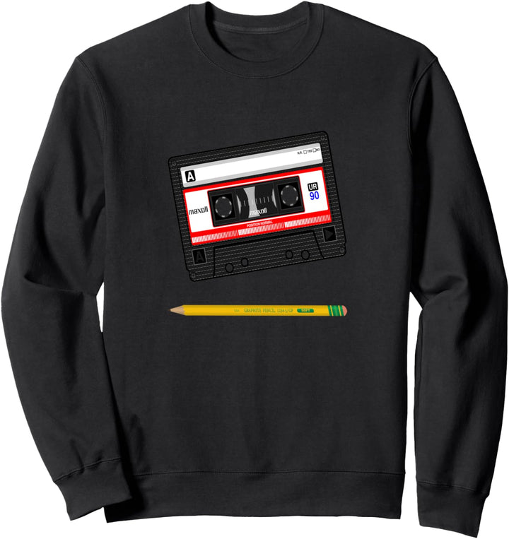90er Neunziger Retro Kassette Mit Stift Tape Audio Sweatshirt