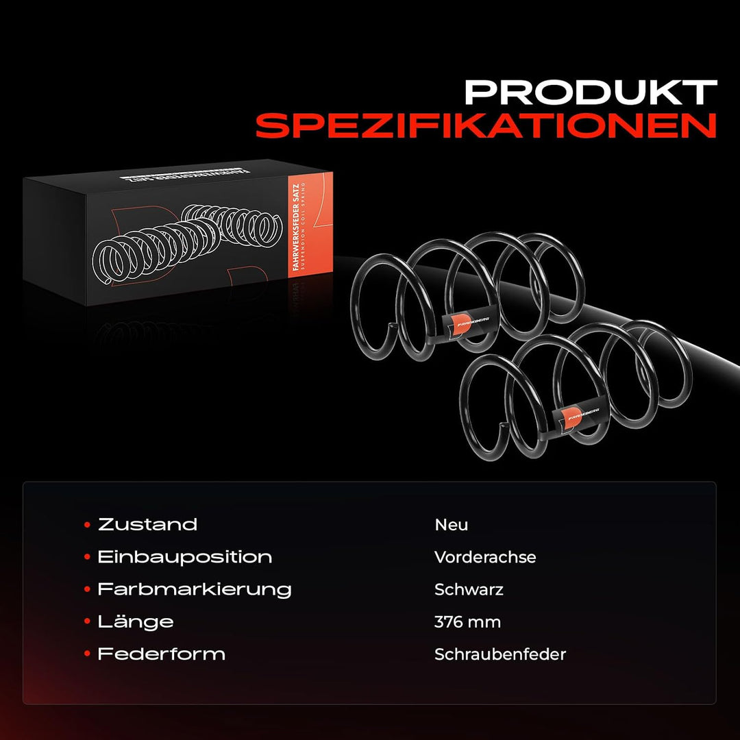 Frankberg 2x Federn Fahrwerksfeder Vorderachse Kompatibel mit W204 C180 C200 2007-2014 T-Model S204