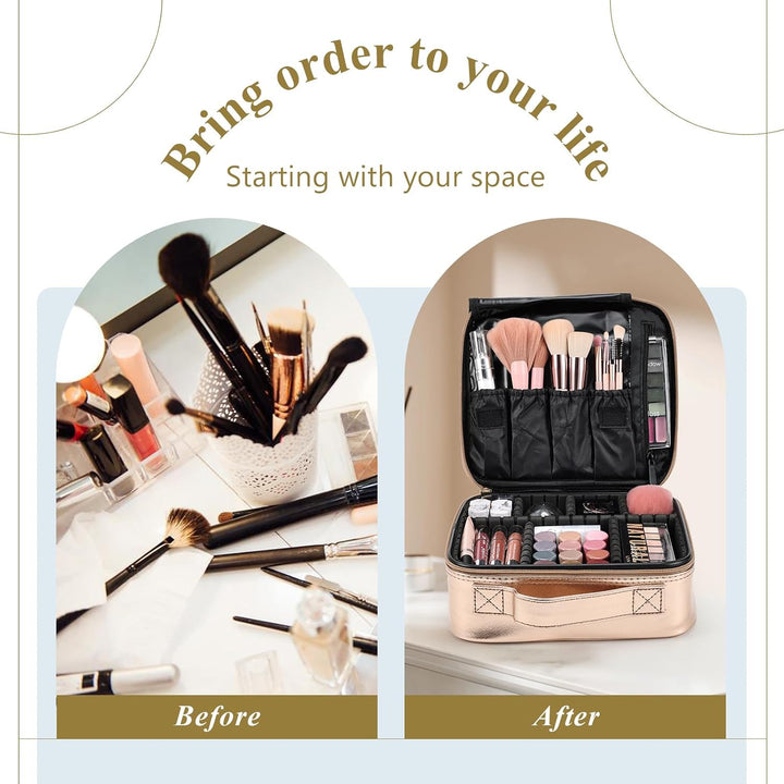 Kosmetiktasche Schminktasche Kosmetikbeutel Reise Organizer, Makeup Tasche mit Griff und verstellbar