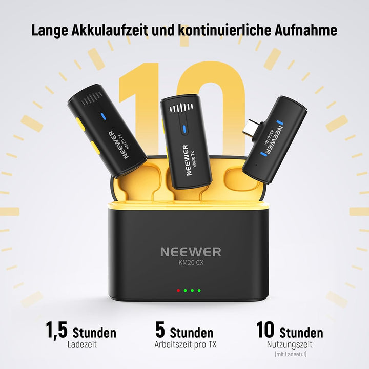 NEEWER Drahtloses Lavalier Mikrofon System kompatibel mit iPhone Android Phone Computer PC Laptop Ta