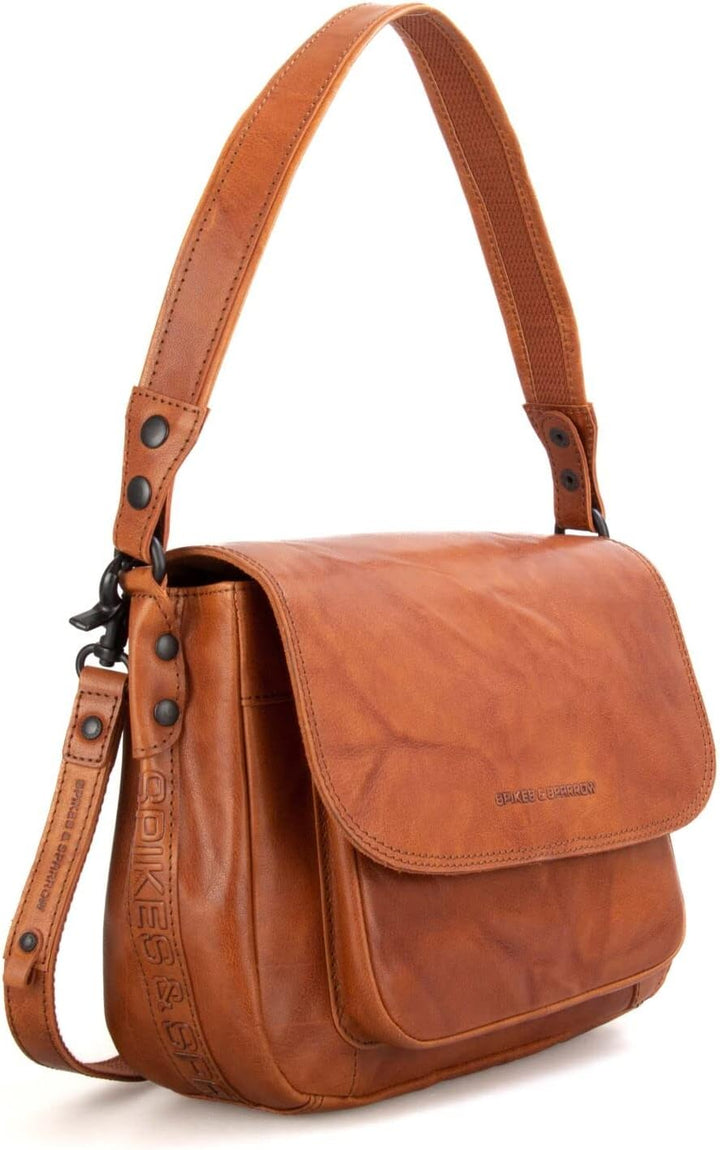 Spikes &amp; Sparrow Umhängetasche echt Leder Damen - 021616 Cognac, Cognac