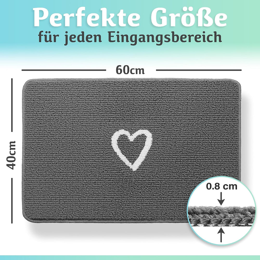 Bodenständig Fussmatte innen [waschmaschinenfest] in Perfekter Grösse für die Haustür. Fussmatte gra