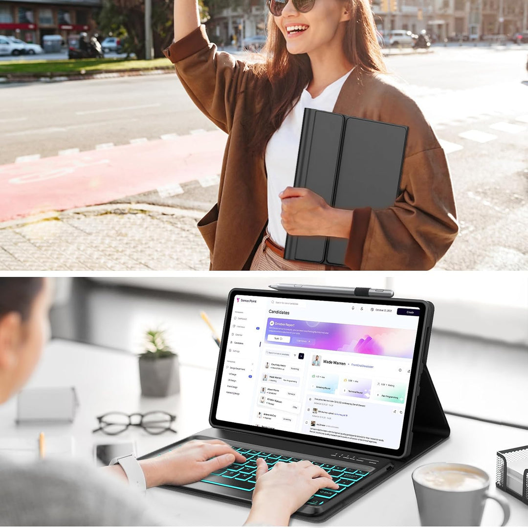 Hülle Tastatur für Lenovo Idea Tab Plus 12.1 Zoll 2025 Schwarz RGB, Schwarz RGB