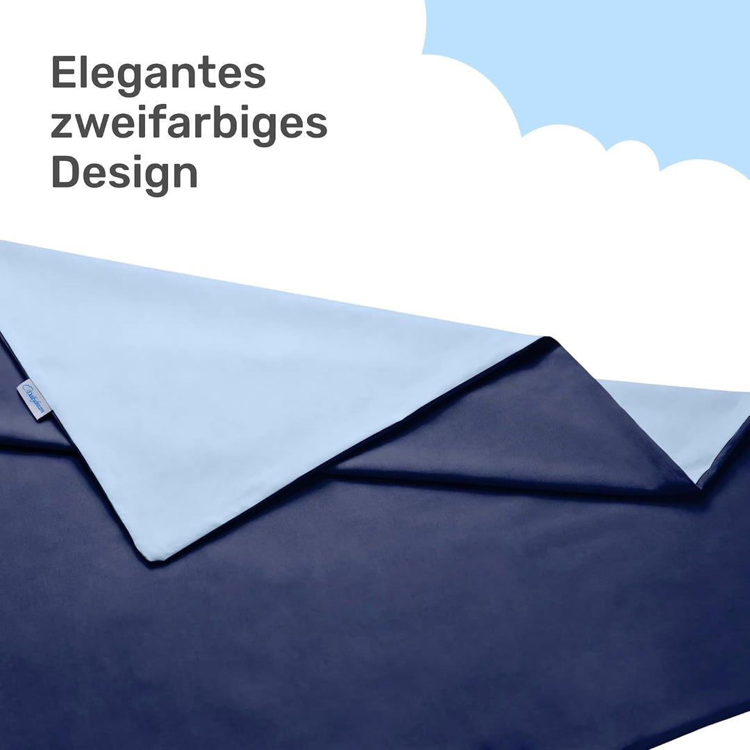 Dailydream Bezug für Erwachsenengewichtsdecke 135 x 200 cm | zweifarbig blau | 100% Baumwolle | Ersa