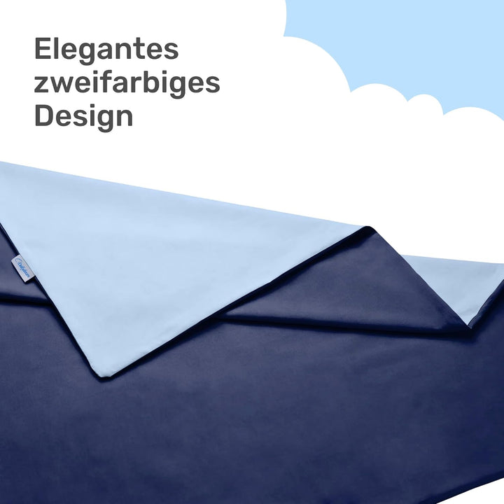 Dailydream Bezug für Erwachsenengewichtsdecke 135 x 200 cm | zweifarbig blau | 100% Baumwolle | Ersa