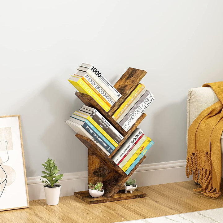 Hoctieon Baum-Bücherregal, 4-stöckig, Bücheraufbewahrung, Organizer, Regale, Bodenstehendes Bücherre
