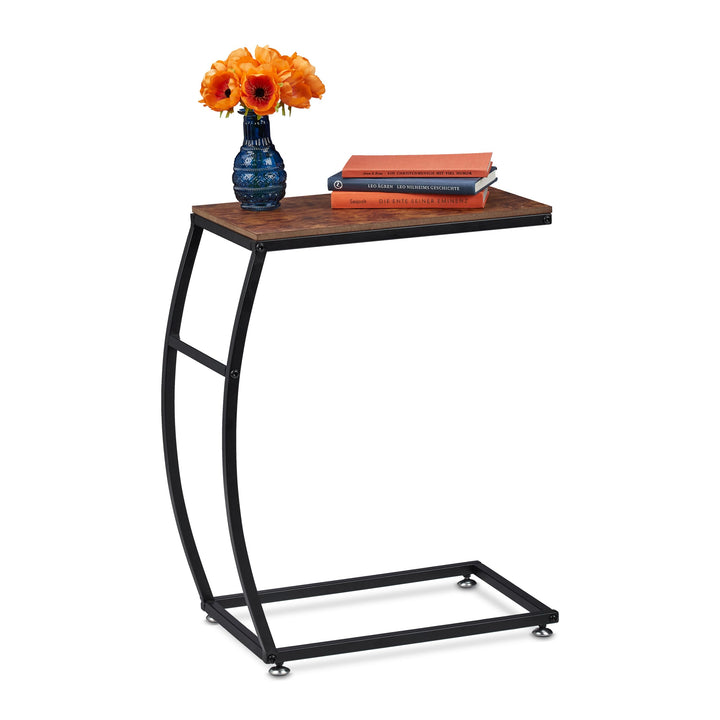 Relaxdays Beistelltisch Industrial Design, C-Form, HBT 58,5 x 47,5 x 25 cm, Tisch für Couch &amp; Bett,