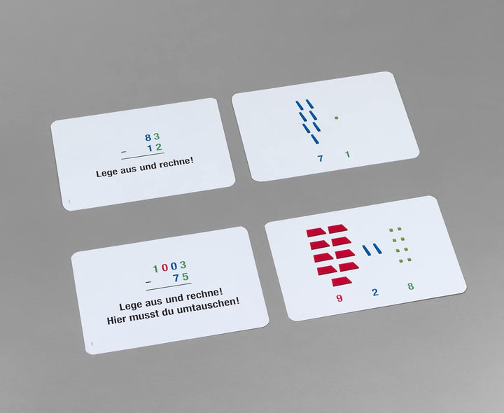 Arbeitskartei mathematischen Würfel 100 Karten, Montessorimaterial z. Freiarbeit am Würfelmaterial