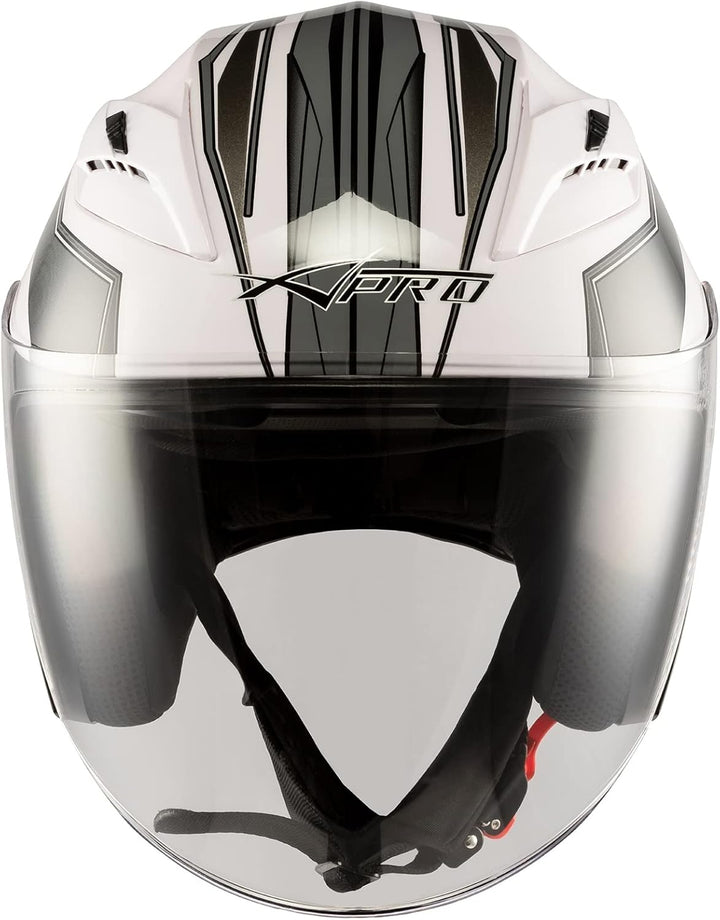 Motorradhelm Doppeltvisier City Jet Zertifikat ECE 22-05 Scooter 61-62 cm (XL) Weiss Silber, 61-62 c