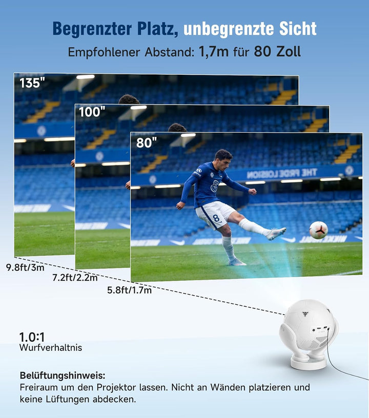 Mini Beamer, Magcubic Smart Projektor 4K Unterstützt, 1080P Native 400 ANSI weiss, weiss