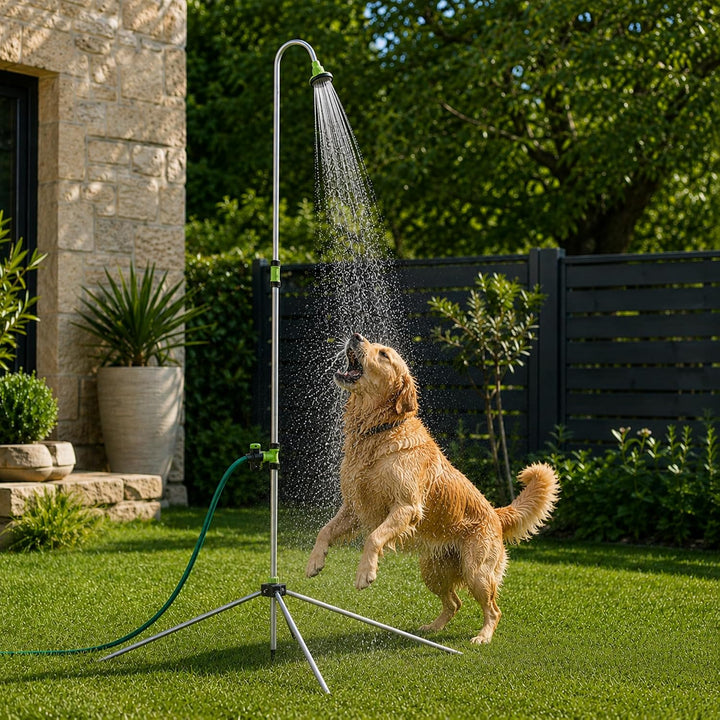 KADAX Gartendusche mit Verstellbarer Höhe, Aussendusche mit 1/2 Zoll Anschluss für Gartenschlauch, C