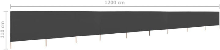 Rantry Windschutz, Strand-Windschutz für Camping, 9 Paneele, anthrazitgrauer Stoff, 1200 x 80 cm, Si