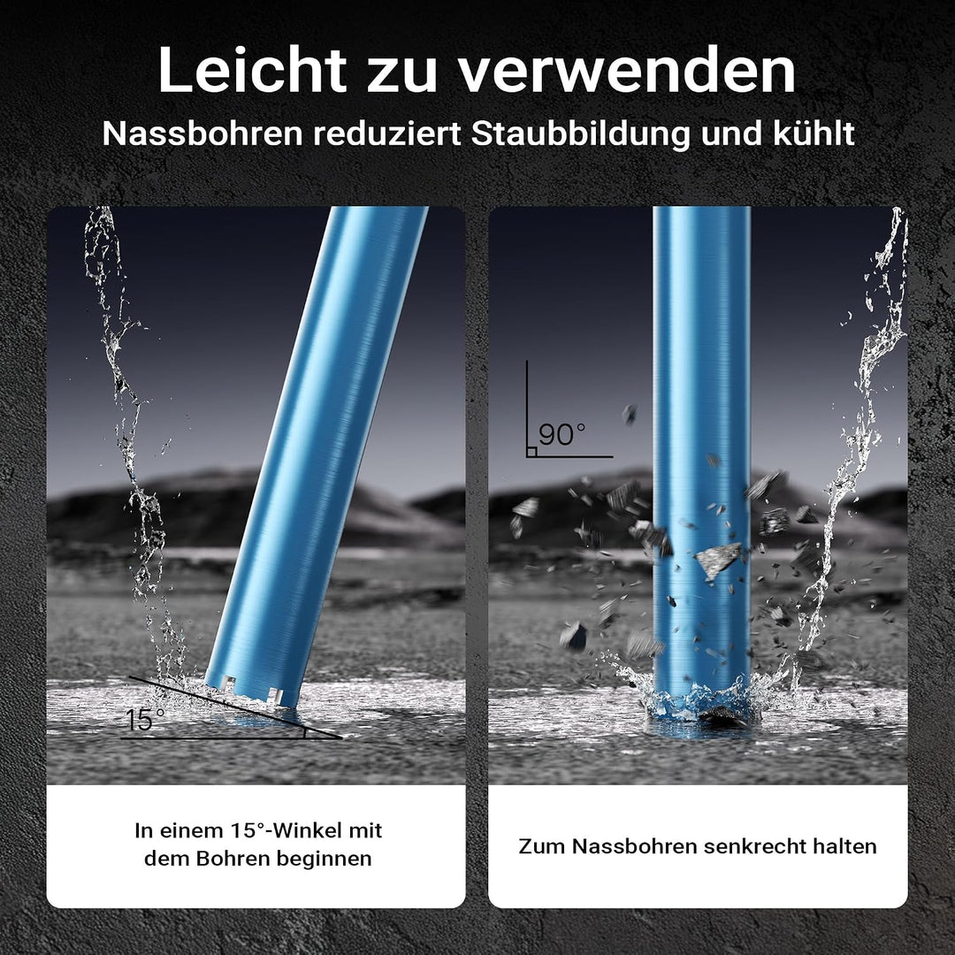 Wiltec Diamantbohrkrone Typ 1 (Shark) Ø 67 mm, Bohrkrone 450 mm, 1¼ UNC Nassbohrkrone, Diamantbohrer