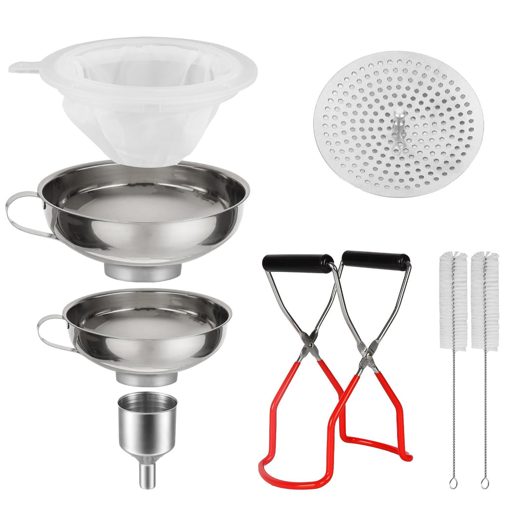 Gucass 8 Stk Trichter Edelstahl Set, Küche Marmeladentrichter Einfülltrichter mit Griff, Einmachtric