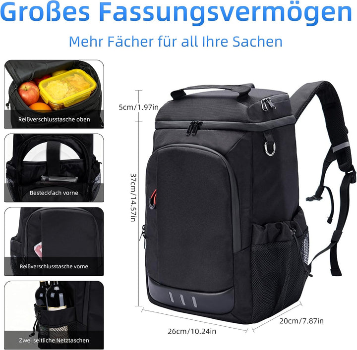 Camping Kühlrucksack,24L Kapazität Isolierter Picknickrucksack, Wasserdichter Rucksack-Kühler Auslau