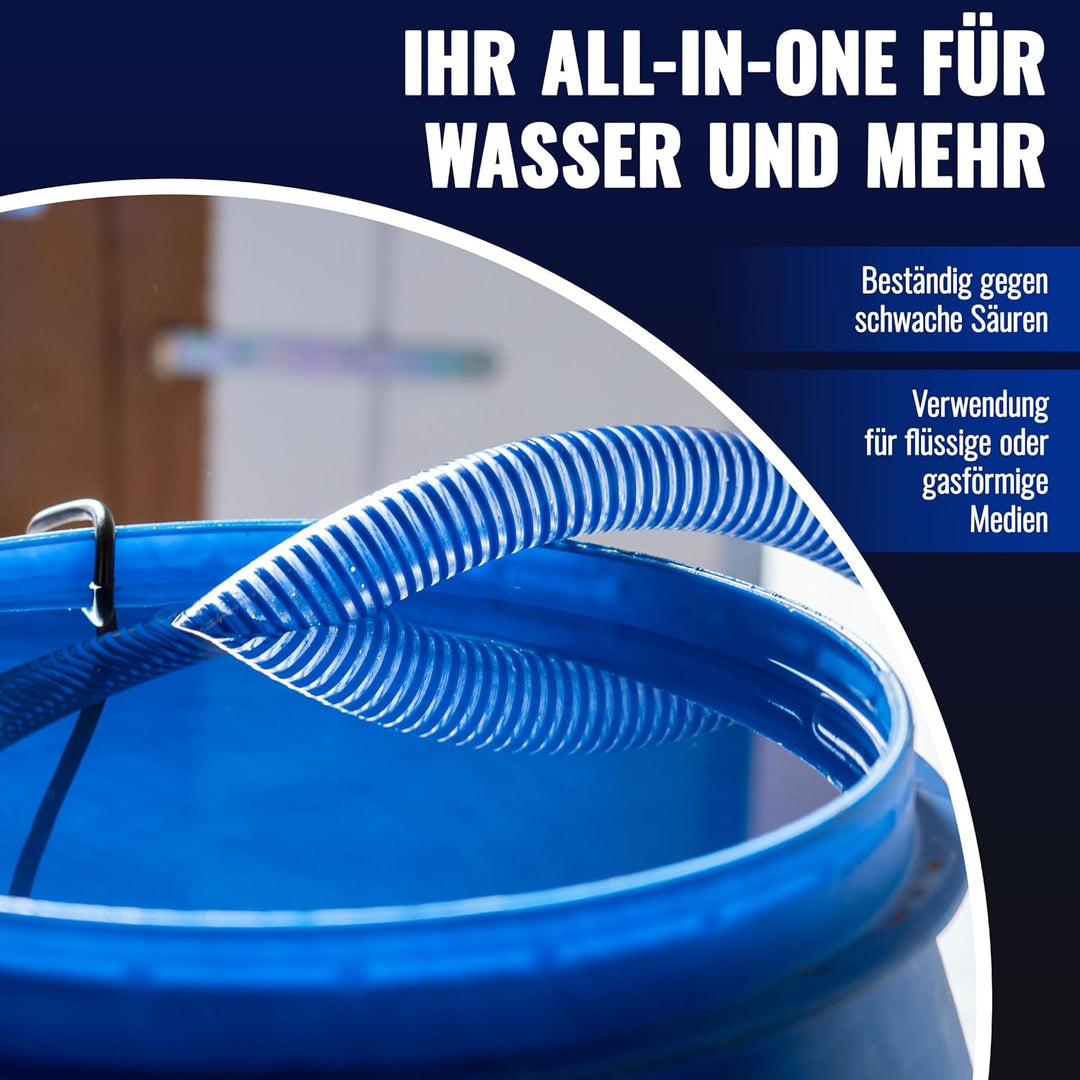 Poppstar PVC Saugschlauch 1 1/4 Zoll Spiralschlauch (25m Wasserschlauch mit ID 32mm / AD 40mm, bis 8