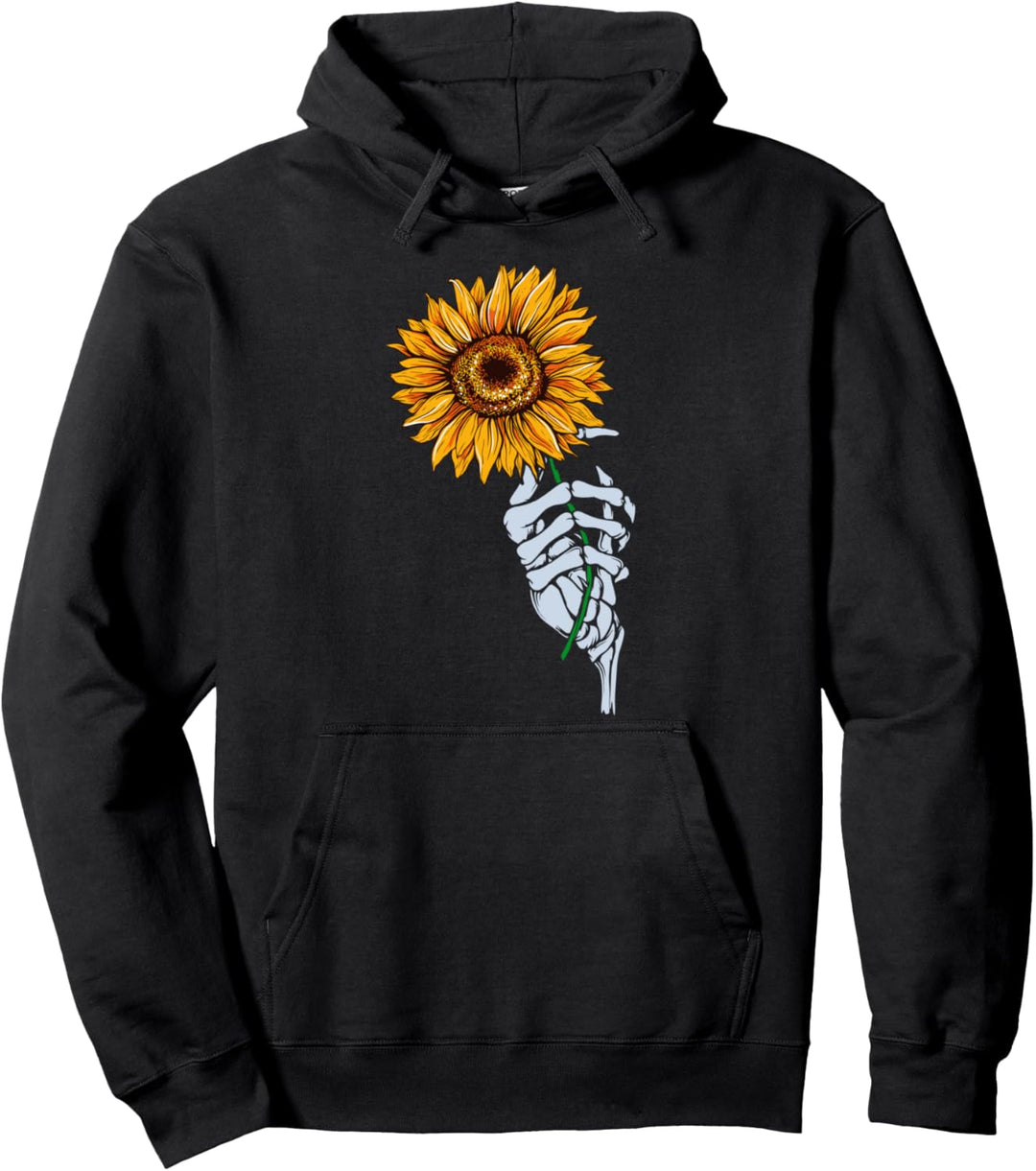 Sonnenblume Skeletthand mit Sonnenblume Skelett Gothic Pullover Hoodie