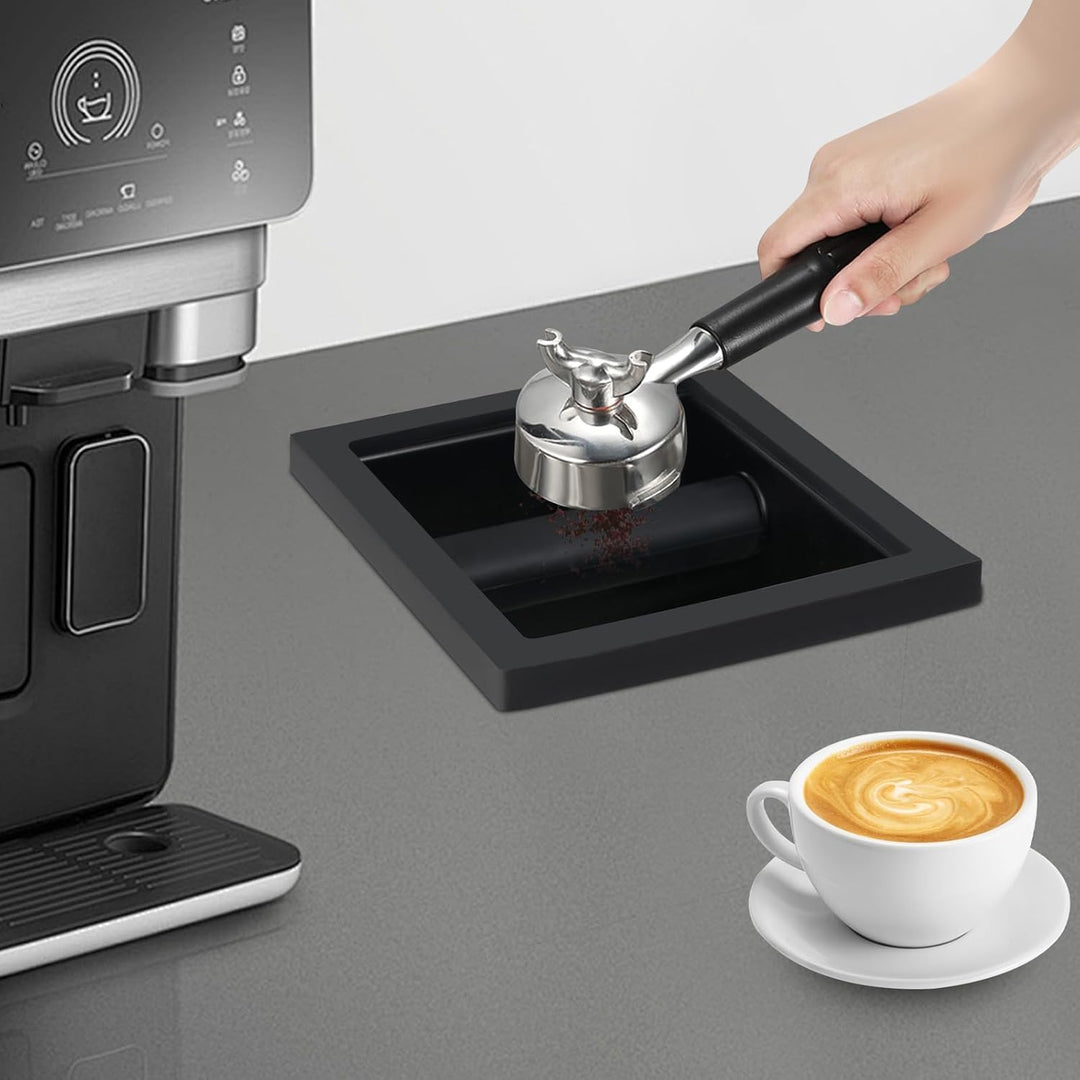 Eingebettet Eckig Abklopfbehälter für Kaffeesatz Edelstahl Kaffee Pucks Behälter Espresso-Klopfbox B