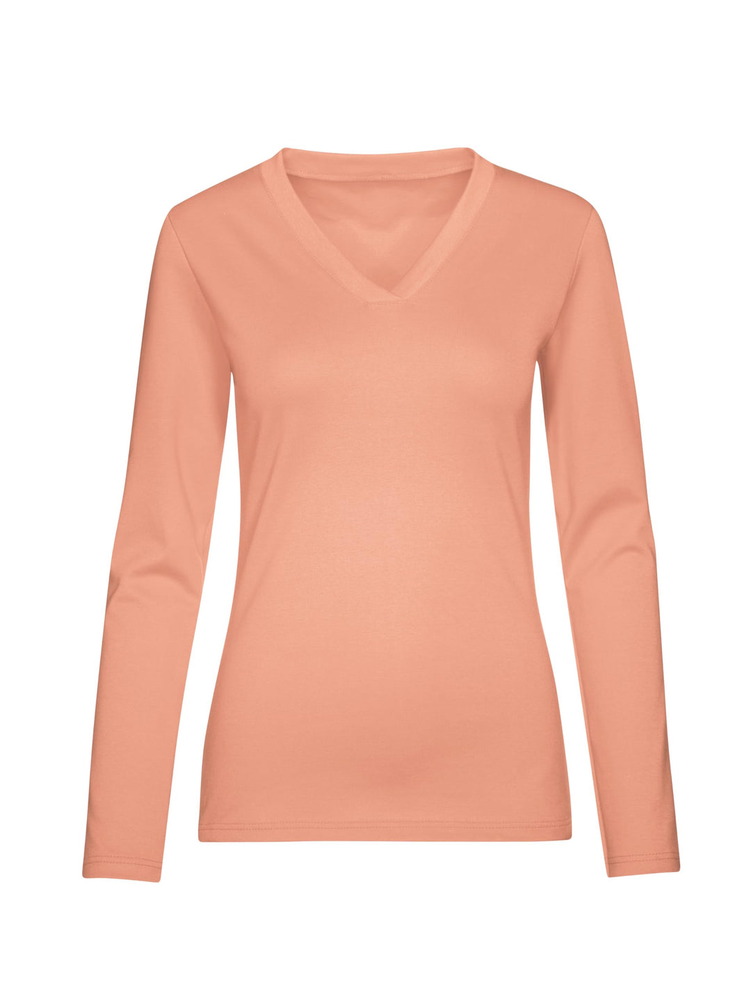 Trigema Damen Trigema Langarmshirt mit V-Ausschnitt Langarmshirt (1er Pack) S Puder, S Puder