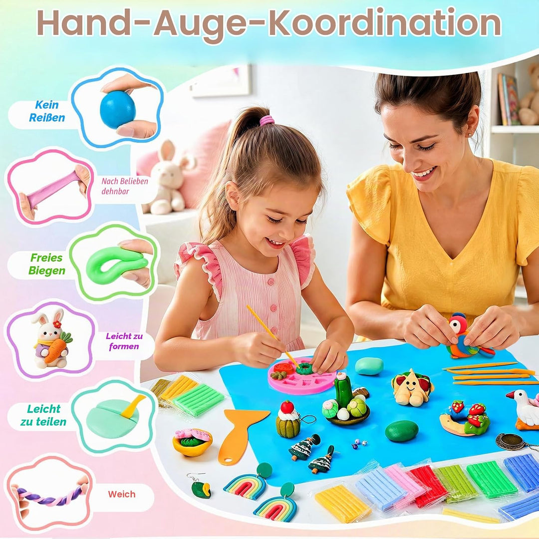 Polymer Clay Set, 66 Farben Modelliermasse Knete Kit für Kinder | 20g Each Ofenhärtende Knetmasse mi