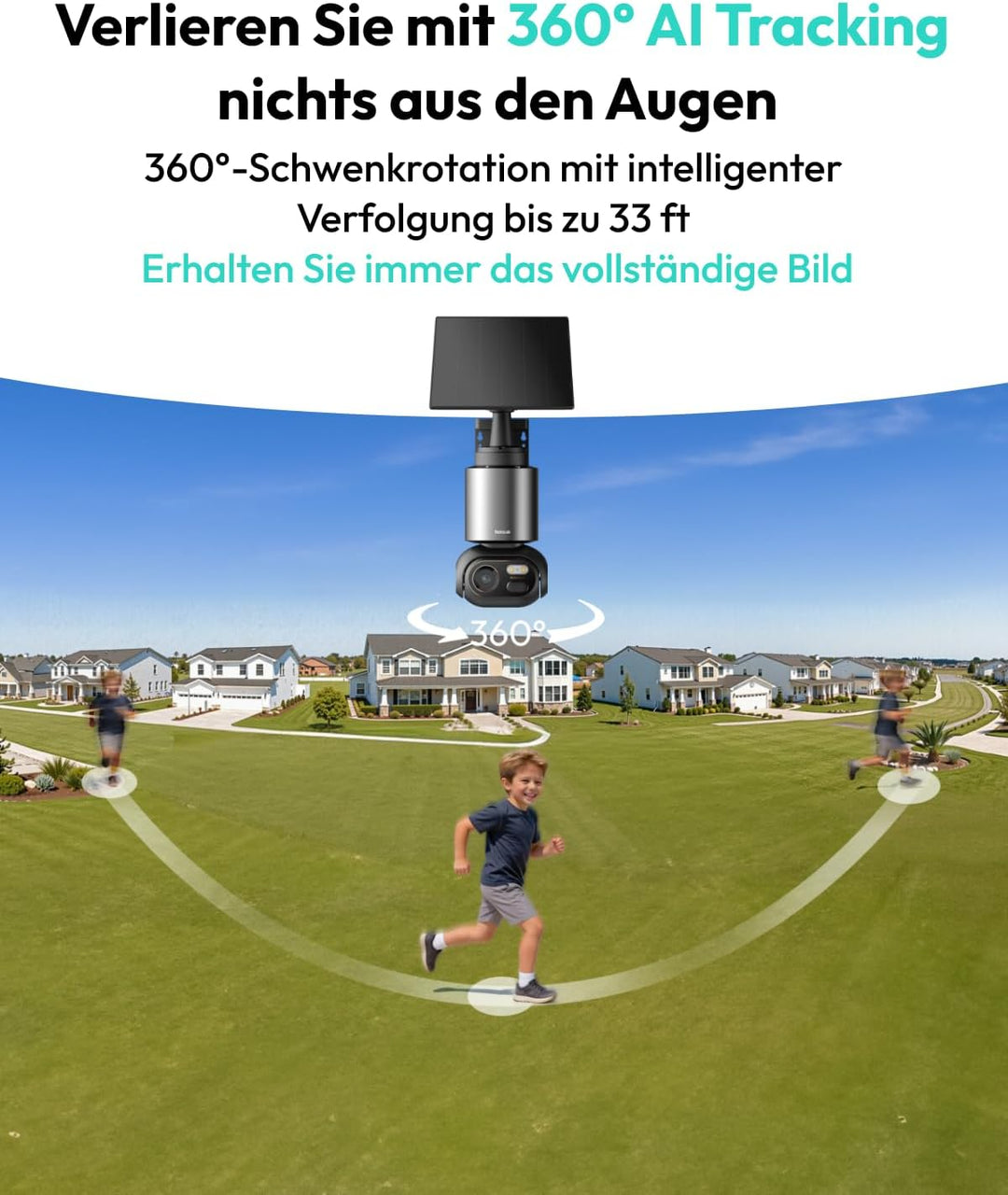 BOTSLAB 4K Überwachungskamera Aussen, 4 Cam-Kit mit Solarpanel,Basisstation 4 Kameras mit Basisstati