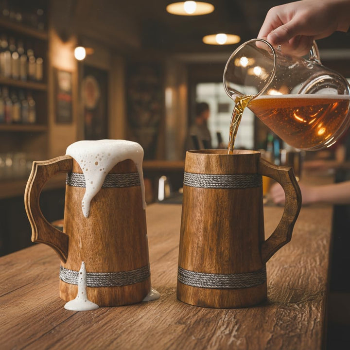 Indischer Bierkrug für Ihn - Wikinger-Stil 22 oz Holzkrug - Trinkkrug Bierkrug aus natürlichem Harth