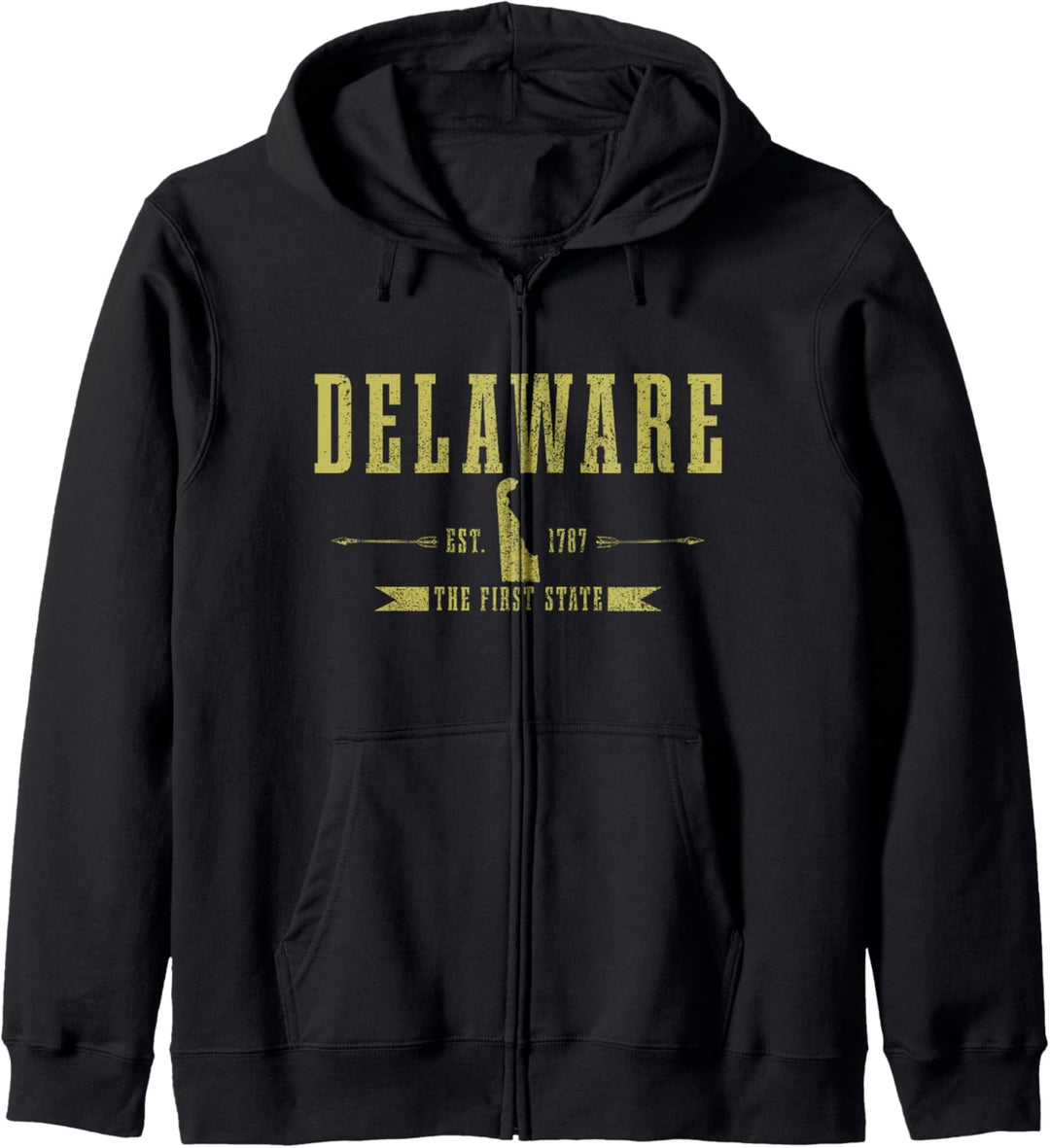 Delaware Est. 1787 Der erste State Pride State Map Vintage Kapuzenjacke